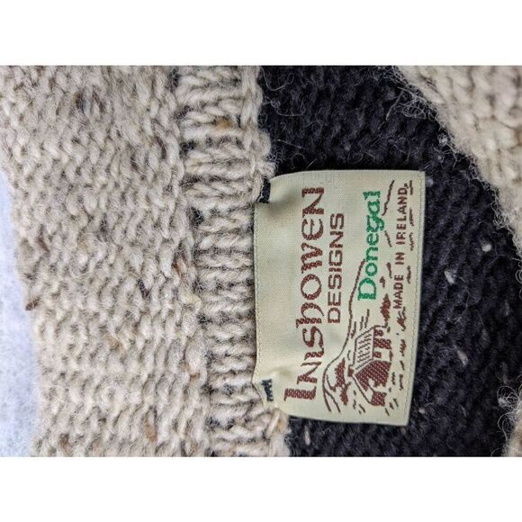 Inishowen Designs Irish Donegal Sz S-M Gray Beige New Pure Wool Sweater Roll Nec - Picture 3 of 7